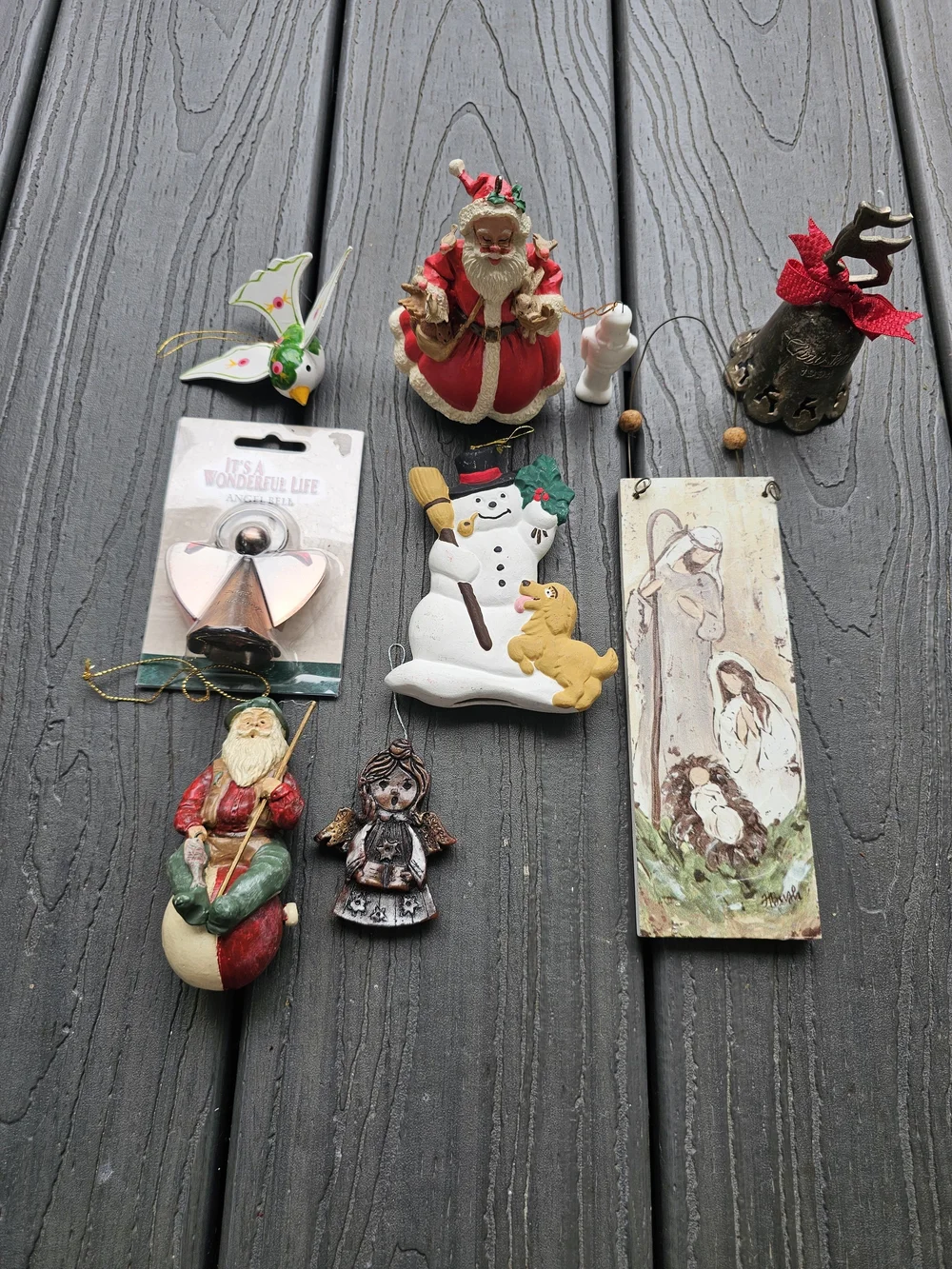 Vintage Christmas Ornament Lot / Bundle – Mixed Media & Themes (9 Pieces)